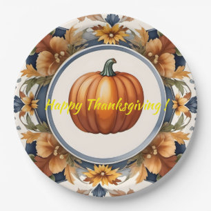 Trendy Thanksgiving Pumpkin Autumn Collection Paper Plate