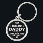 Trendy This Awesome Daddy Belongs To Father's Day Key Ring<br><div class="desc">Personalised Trendy This Awesome Daddy Belongs To Star Father's Day Black Round Keychain
Personalise it with the names of your kids.</div>