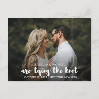 TRENDY TIE THE KNOT PHOTO SAVE THE DATE ANNOUNCEMENT POSTCARD