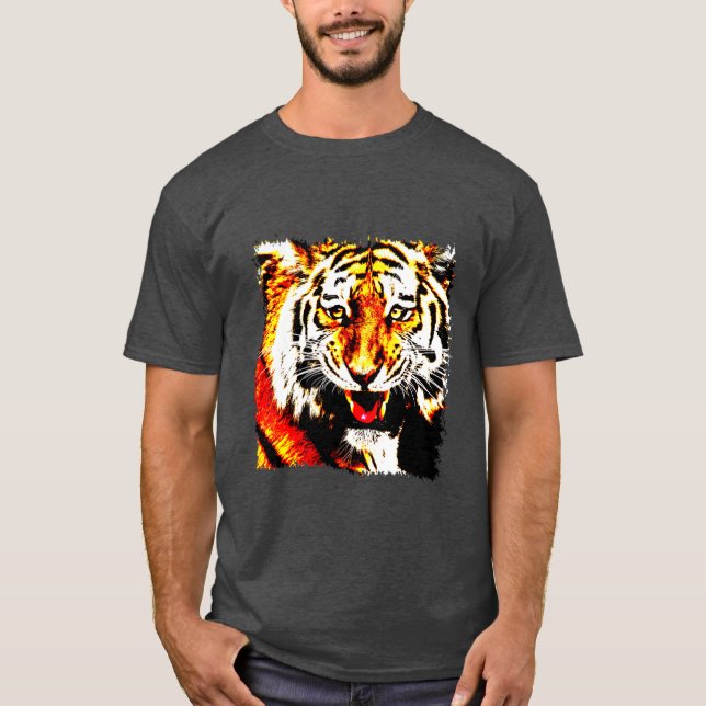 Trendy Tiger Head Modern Elegant Template T-Shirt (Front)