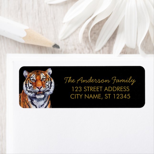 Trendy Tiger Return Address Black Gold  (Insitu)