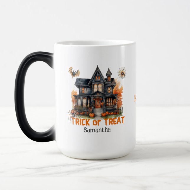 Trendy traditional classic Halloween haunted house Magic Mug (Left)