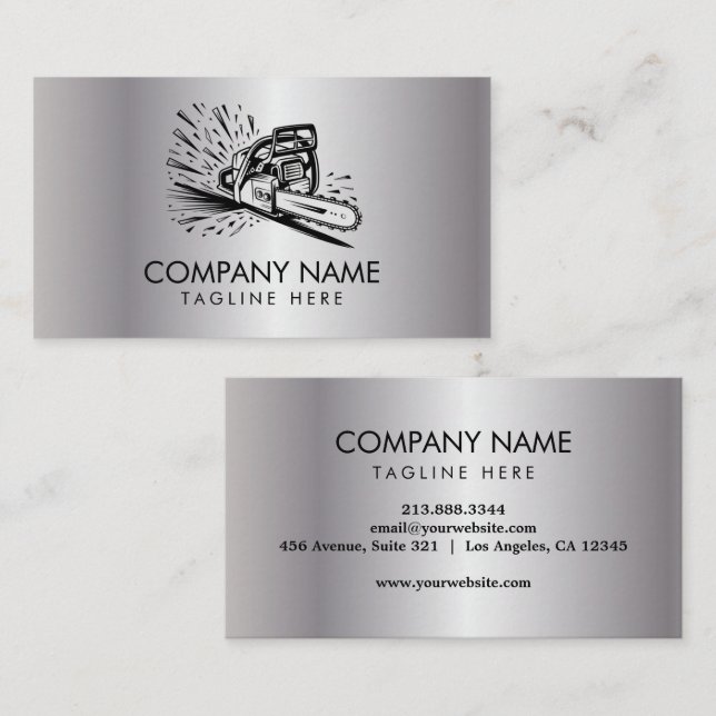 Trendy Tree Trimming & Arborist Services Silver    Business Card (Front/Back)