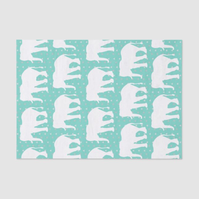 Trendy Triangles Geometric & Boho White Elephants Tissue Paper (Front)