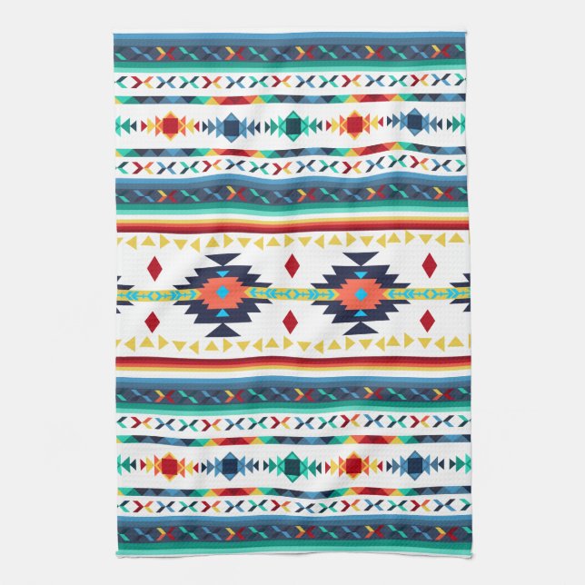 trendy tribal ethnic geometric pattern tea towel (Vertical)