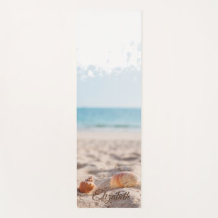 Trendy Tropical Beach, Sand Seashells Yoga Mat