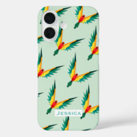 Trendy Tropical Bird Pattern Blue Personalised