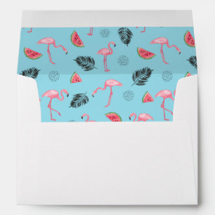 Trendy Tropical Flamingo & Watermelon Pattern Envelopes