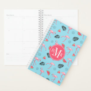 Trendy Tropical Flamingo & Watermelon Pattern Planner