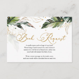 Trendy tropical leaves greenery gold diaper raffle enclosure card