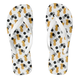 Trendy Tropical Pineapple Pattern Flip Flops
