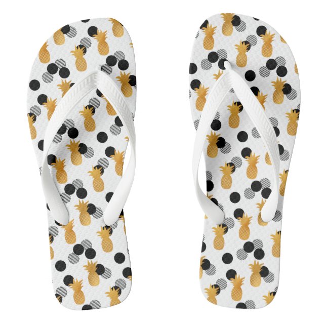 Trendy Tropical Pineapple Pattern Flip Flops (Footbed)