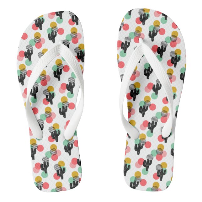 Trendy Tropical Succulent Pattern Flip Flops (Footbed)