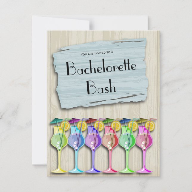 Trendy Tropical Umbrella Drinks Invitation (Front)