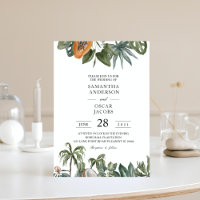 Trendy Tropical Watercolor Green Leaves