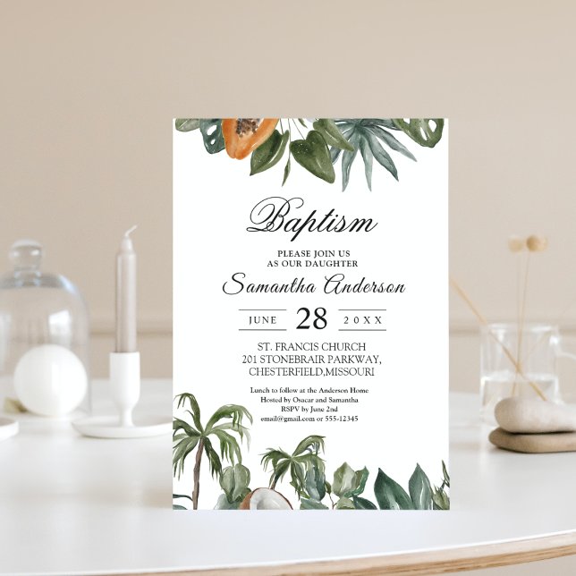 Trendy Tropical Watercolor Green Leaves Invitation (Creator Uploaded)