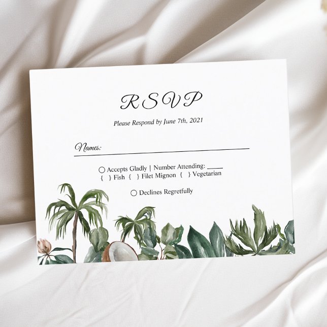 Trendy Tropical Watercolor Green Leaves Invitation Postcard (Creator Uploaded)