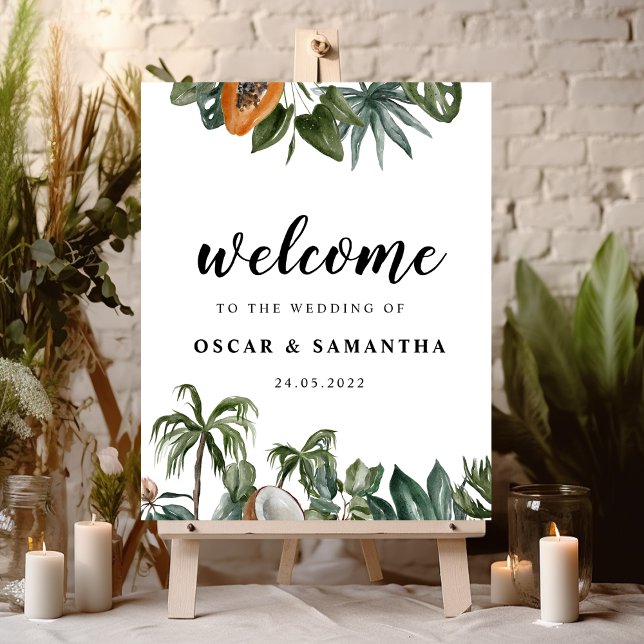 Trendy Tropical Watercolor Green Leaves Poster (Creator Uploaded)