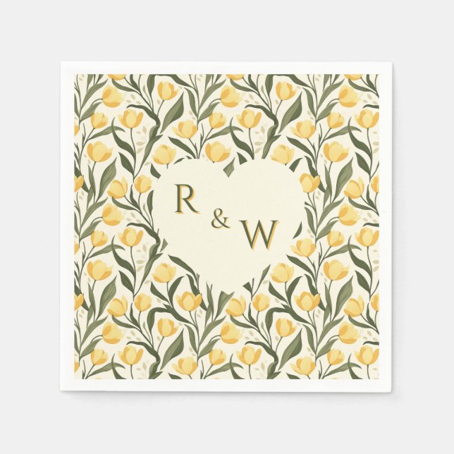 Trendy Tulip Charm Autumn Wedding Napkin (Front)