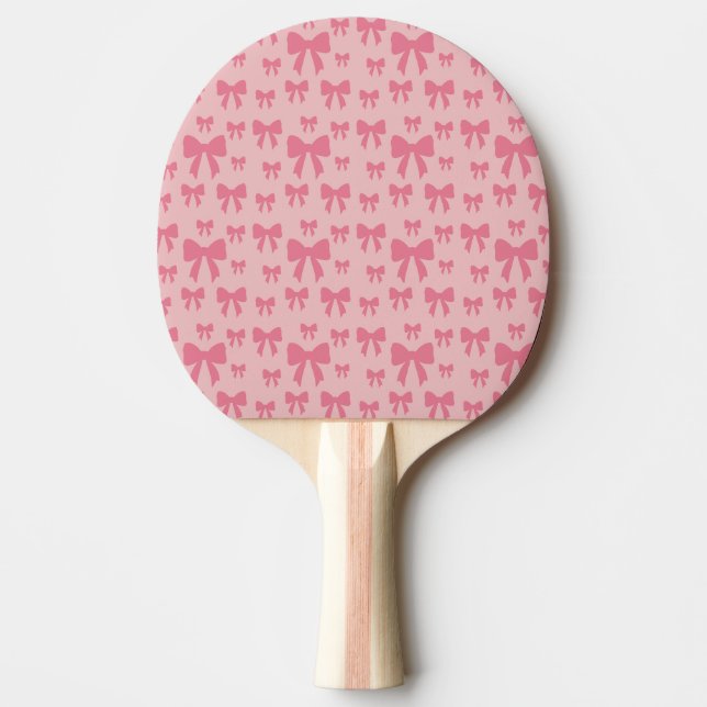 Trendy Tulip Pink Bows Pattern On Boho Chic Pink Ping Pong Paddle (Front)