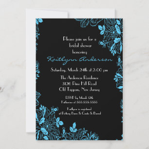 Trendy Turquoise  Floral Bridal Shower Invitation