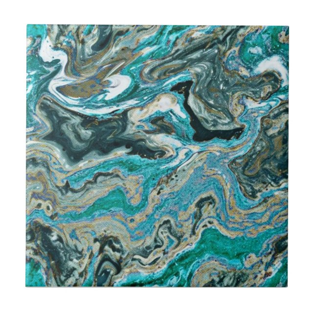Trendy Turquoise Rocky Pattern Style Ceramic Tile (Front)