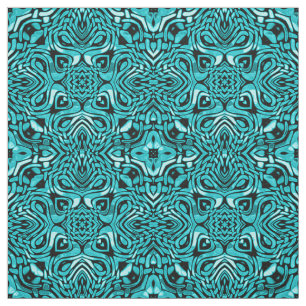 Trendy Turquoise Teal Blue African Mosaic Pattern Fabric