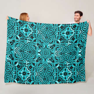 Trendy Turquoise Teal Blue Hip Bohemian Bali Art Fleece Blanket