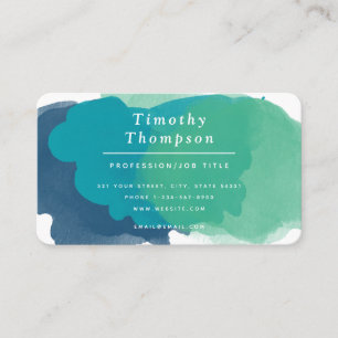Trendy Turquoise Watercolor Splash Business Card