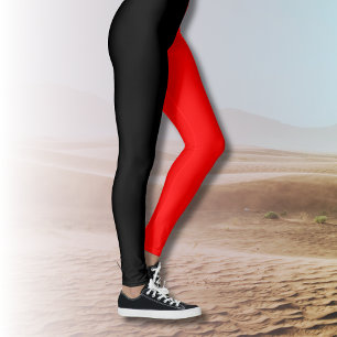 Trendy Two Colours Black and Red Leggings