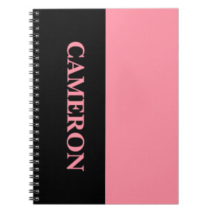 Trendy Two Colours   Name   Black and Salmon Pink Notebook