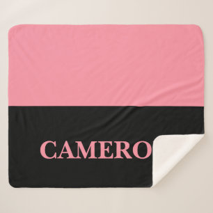 Trendy Two Colours   Name   Black and Salmon Pink Sherpa Blanket