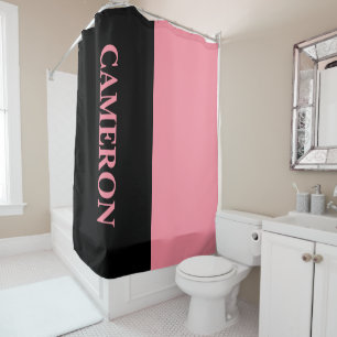 Trendy Two Colours   Name   Black and Salmon Pink Shower Curtain