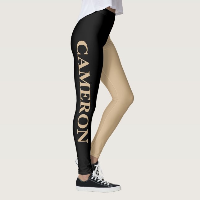 Trendy Two Colours | Name | Black and Tan Leggings (Right)