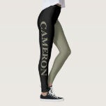 Trendy Two Colours | Name | Black and Warm Grey Leggings<br><div class="desc">Trendy Two Colours | Personalised Name | Black and Warm Grey Leggings</div>