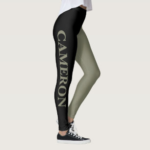 Trendy Two Colours Name Black and Warm Grey Leggings
