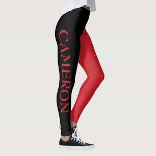 Trendy Two Colours   Name   Black Fire Engine Red Leggings