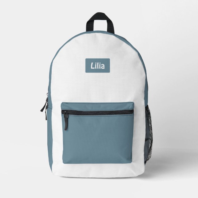 Trendy Two-Tone School Style with Personalisation Printed Backpack (Front)