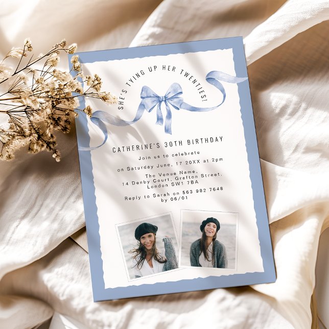 Trendy Tying Up Her Twenties Birthday Party Invitation (Creator Uploaded)