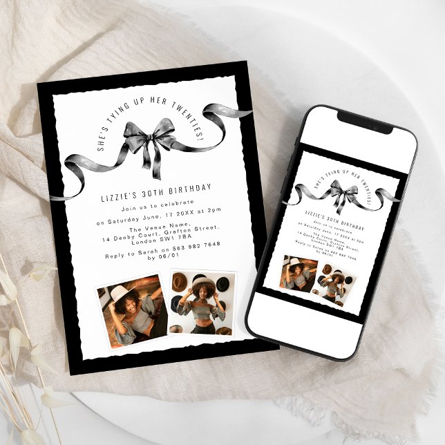 Trendy Tying Up Her Twenties Birthday Party Invitation (Creator Uploaded)