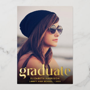 Trendy Type Photo Foil Graduation Announcement