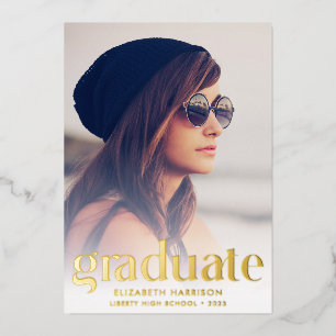 Trendy Type Photo Foil Graduation Announcement