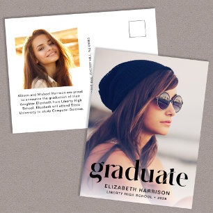 Trendy Type Photo Graduation Announcement Postcard
