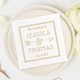 Trendy Typography Ampersand & Arrow Wedding Foil Napkins