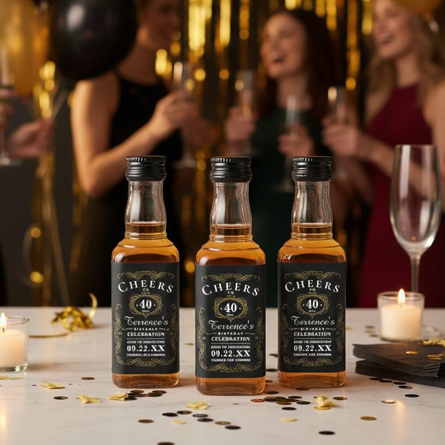 Trendy Typography Any Age Birthday Party Favour Liquor Bottle Label (Creator Uploaded)