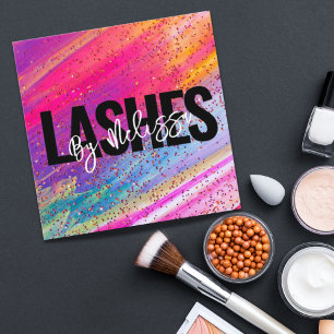 Trendy Typography Beauty Makeup Artist Lashes  Square Business Card