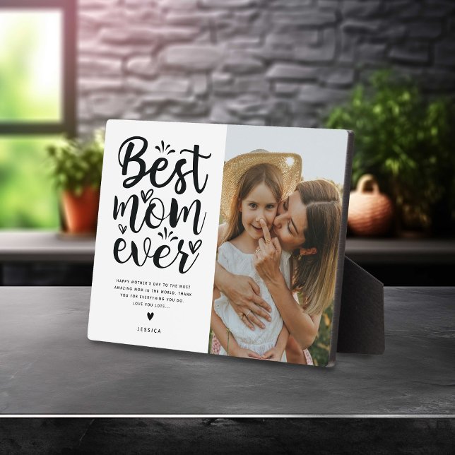 Trendy Typography Best Mum Ever Photo & Message Plaque (Creator Uploaded)