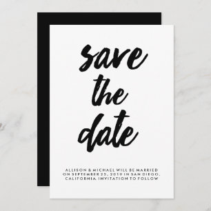 Trendy Typography Black and White Save the Date Invitation