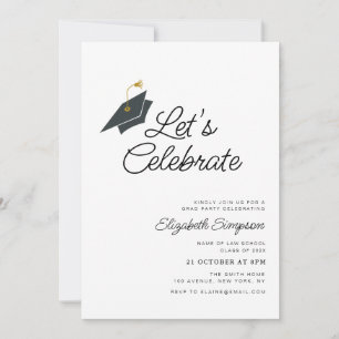 trendy typography black & white graduation party  invitation