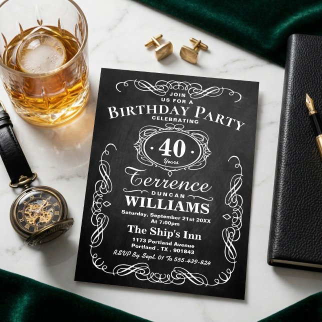 Trendy Typography Chalkboard Birthday Party Invitation (Creator Uploaded)
